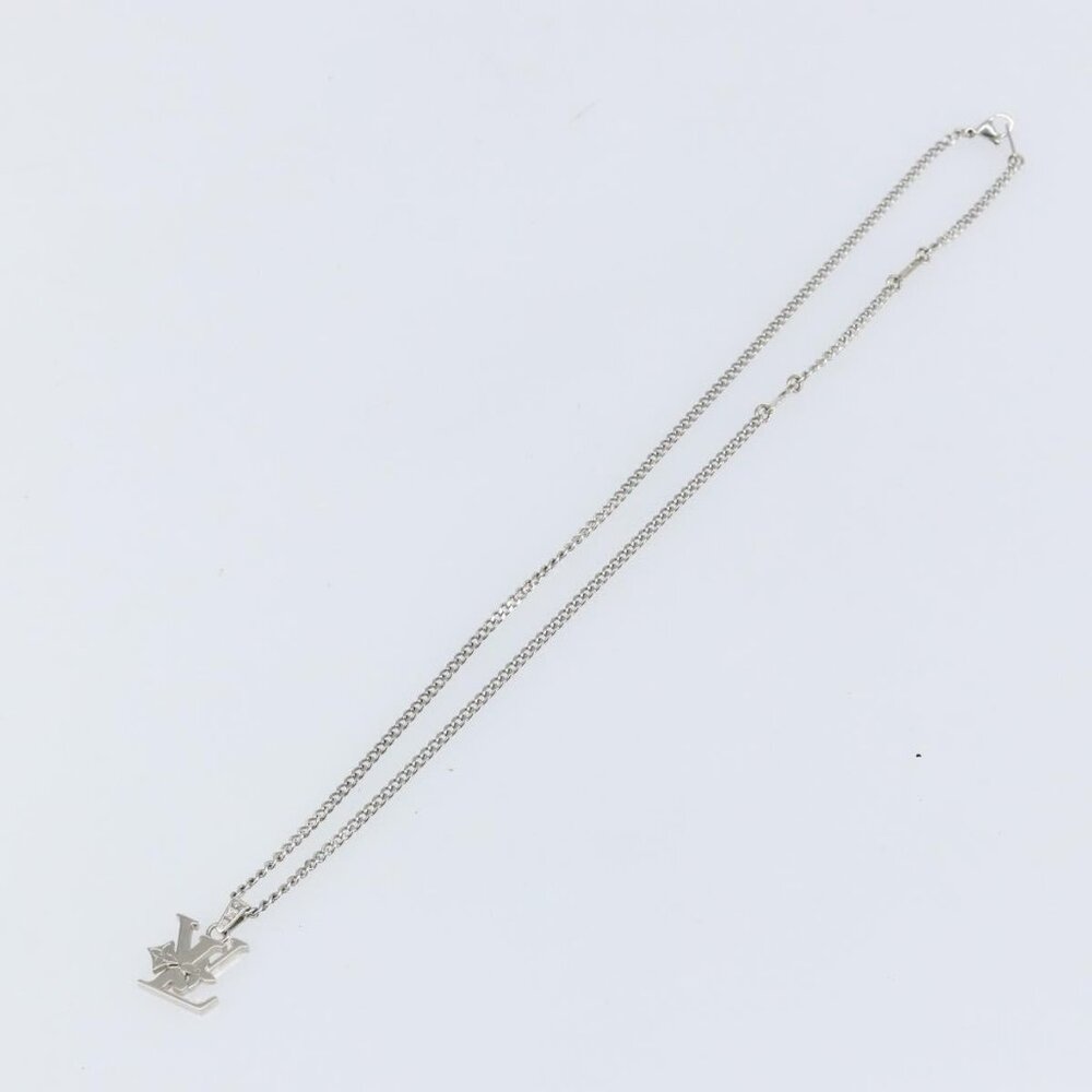 LOUIS VUITTON Monogram Row Necklace metal Silver M02254 LV Auth 143366 - Picture 7 of 16